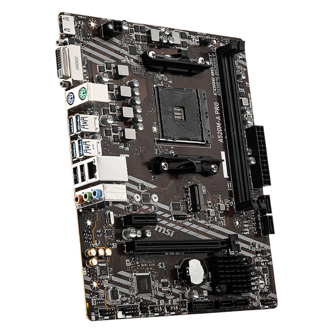 AM4 MSI A520M-A PRO mATX (M.2 Port, PCIe 3.0 x 4, NVMe PCI:1 PCIe:1 RAM:4)