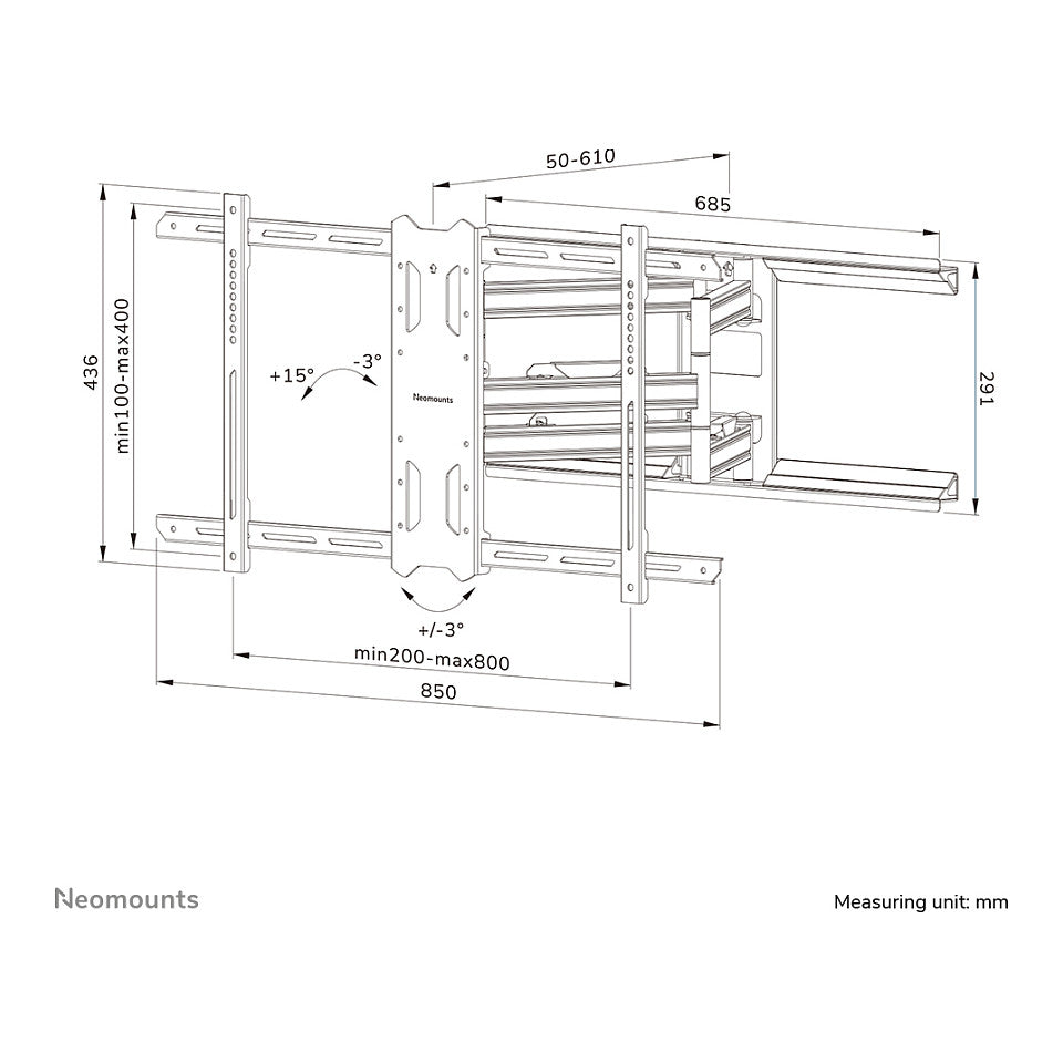 Neomounts WL40S-850BL18 bewegliche Wandhalterung für 43-86" Bildschirme - Schwarz