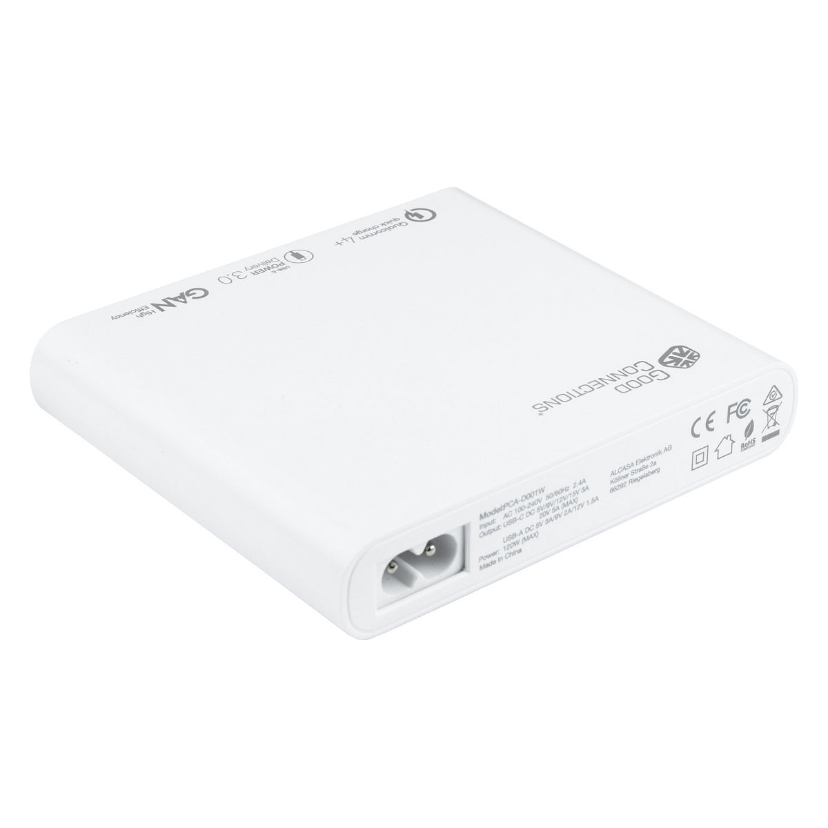 GoodConnections USB Desktop Schnellladestation 120W 4-Port 2xUSB-C/2xUSB-A QC4.0 Weiß