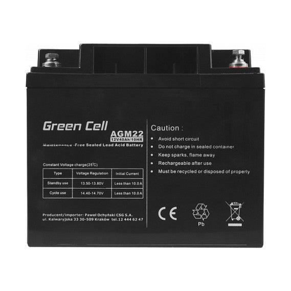 Green Cell Ersatzbatterie AGM22 12V/40Ah
