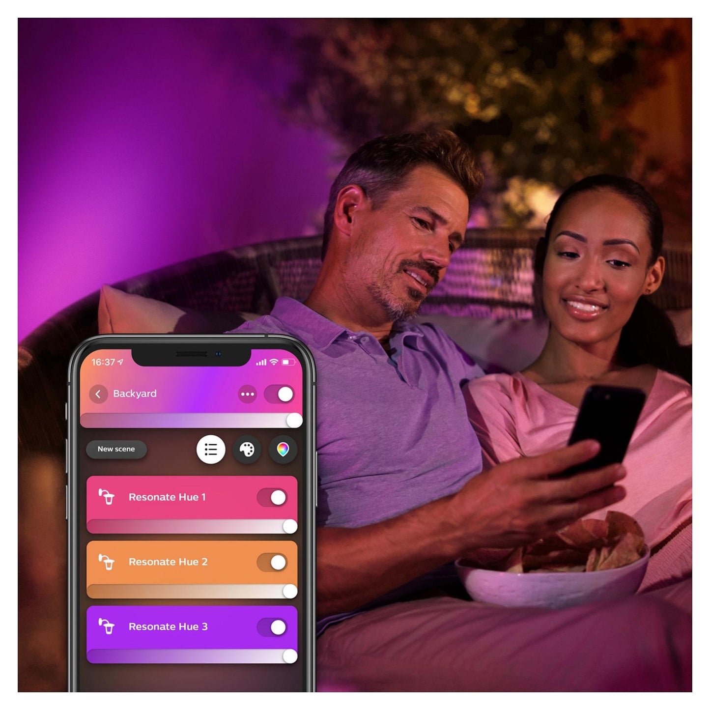 Philips Hue White & Color Ambiance Resonate Wandleuchte Schwarz 1200lm