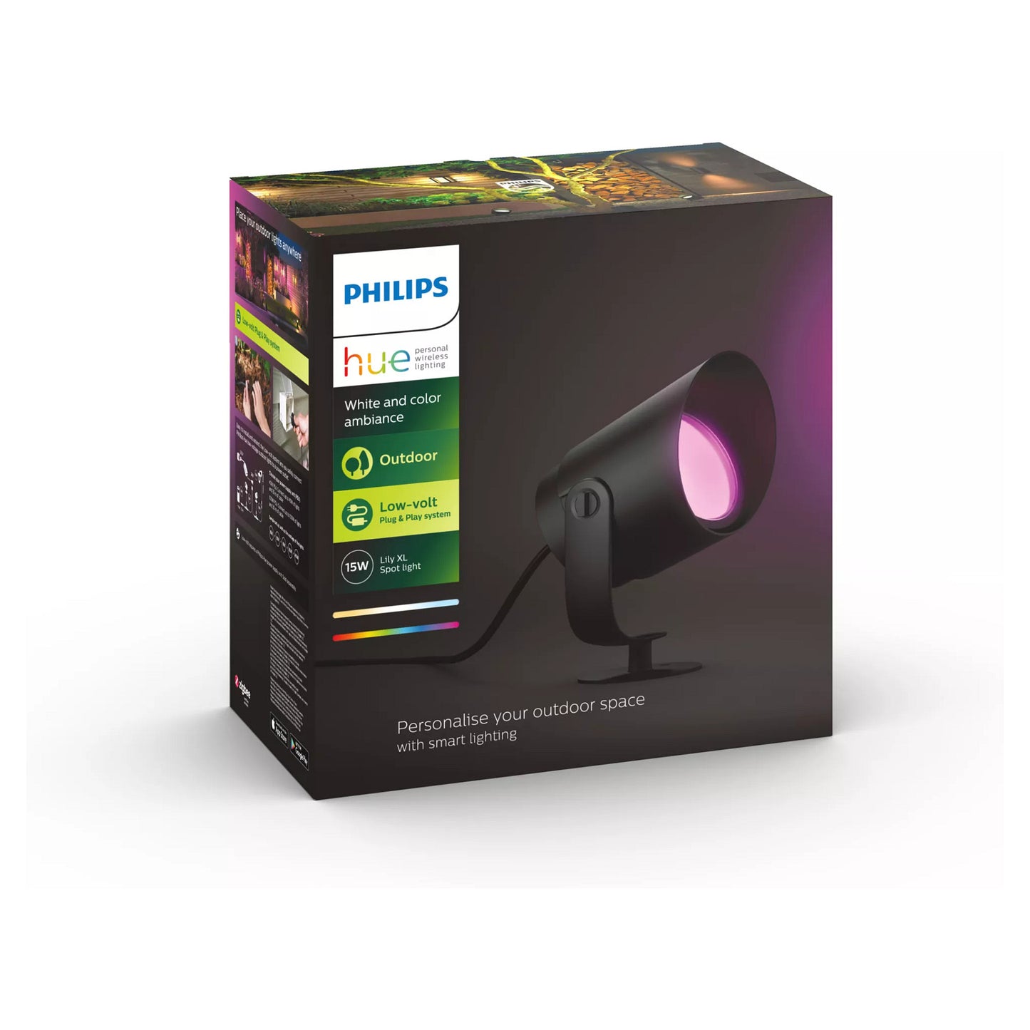 Philips Hue White & Color Ambiance Lily XL Spot 1 flg. Schwazr Verlängerung