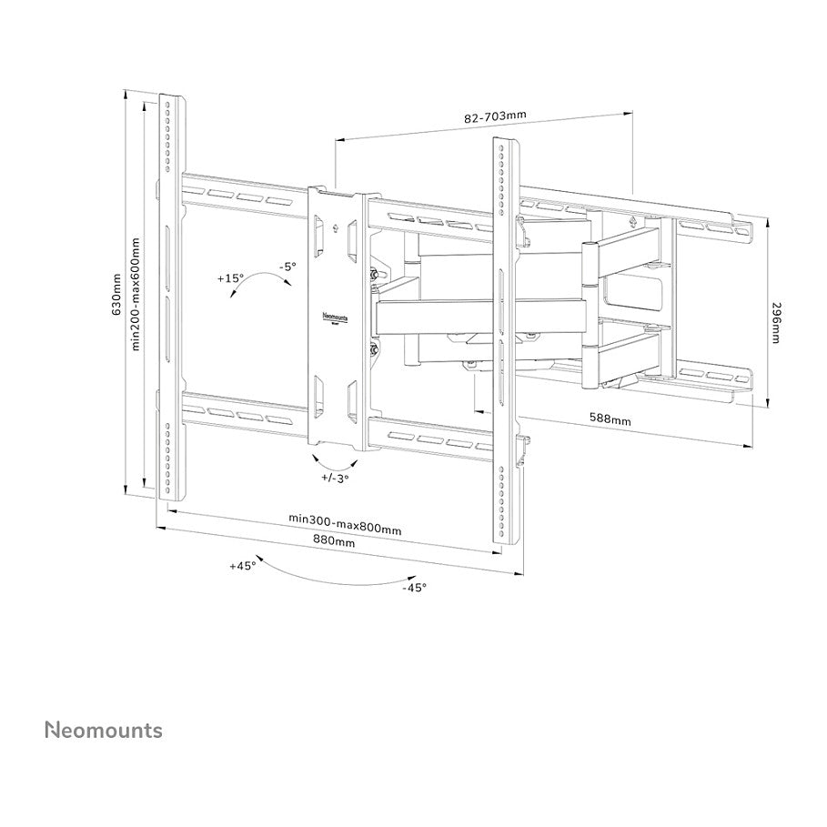 Neomounts WL40S-950BL18 bewegliche Wandhalterung für 55-110" Bildschirme - Schwarz
