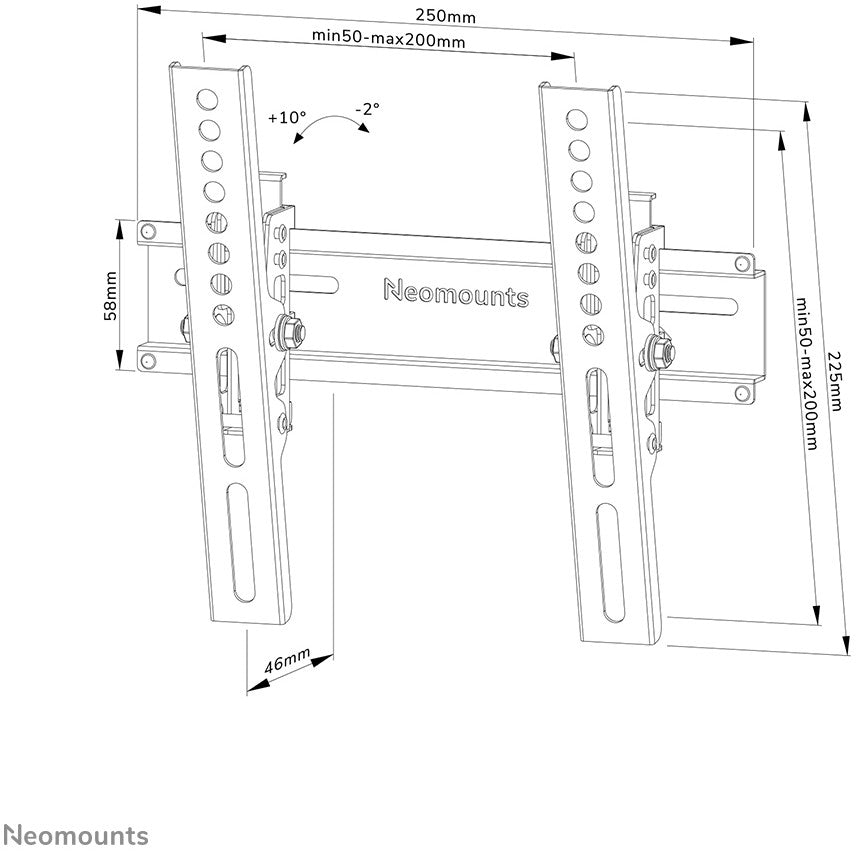 Wandhalterung für 24-55' Bildschirme 25KG Black Neomounts