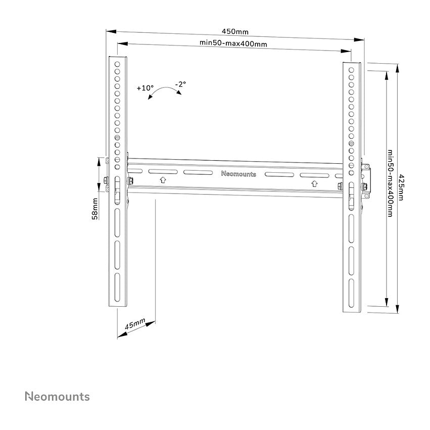 Wandhalterung neigbar für 32-65' Bildschirme 35KG Black Neomounts