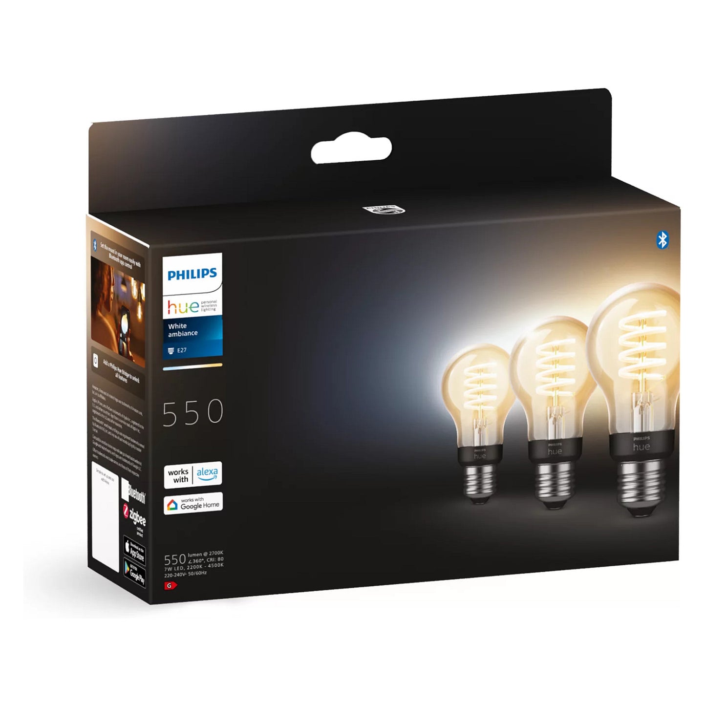 Philips Hue White Ambiance E27 Filament 3erPack