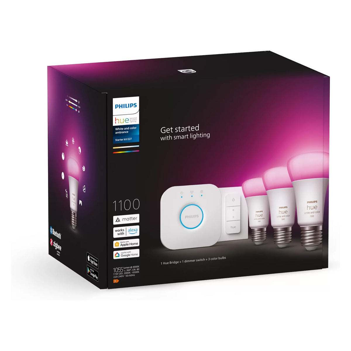 Philips Hue StiWa White & Color Ambiance E27 3er Starter Set + DS 75W