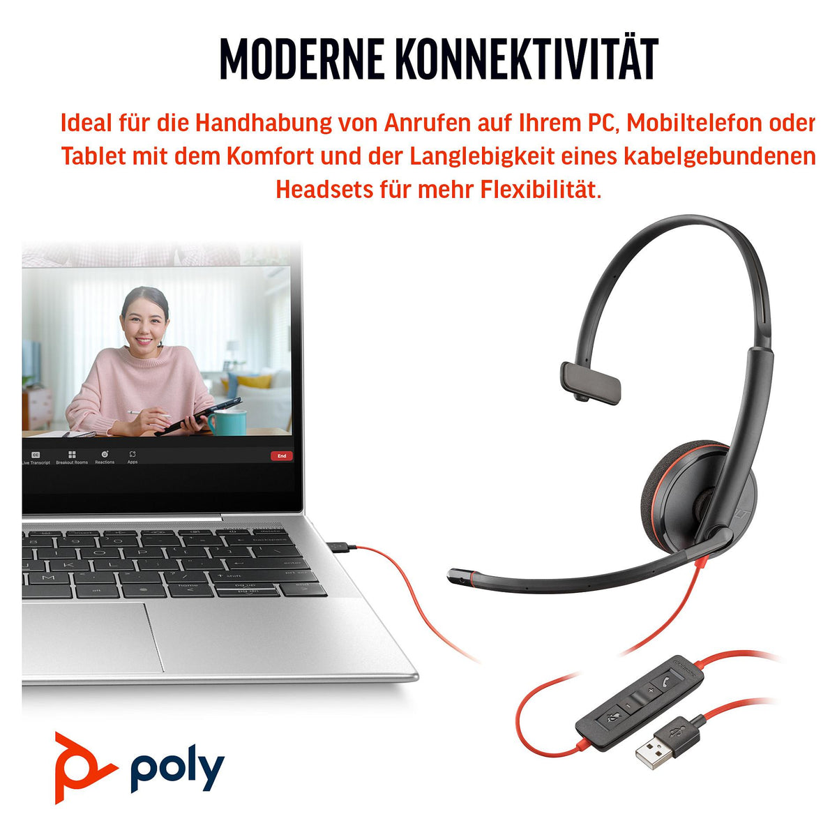 HP Poly Headset Blackwire C3210 Mono USB-C/A