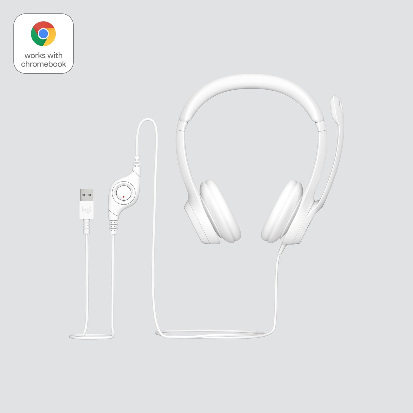 LOGITECH H390 Headset on-ear wired USB-A off-white