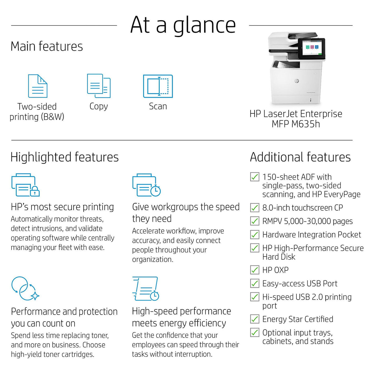 HP LaserJet Enterprise MFP M635h Laser-Multifunktionsdrucker 3in1 A4 LAN Duplex ADF