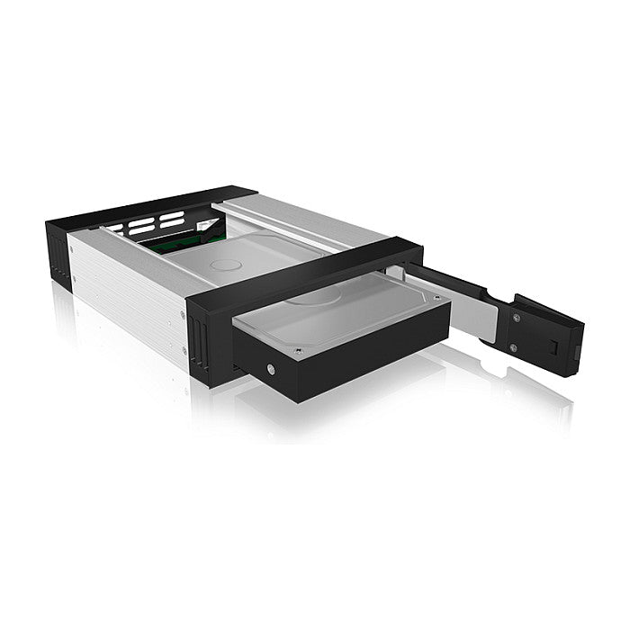 Wechselrahmen. 1xSATA/SAS 3.5" zu 1xSATA Host in 5.25" Einbauschacht. EasySwap trägerlos. Alu/ Plastik ICY BOX