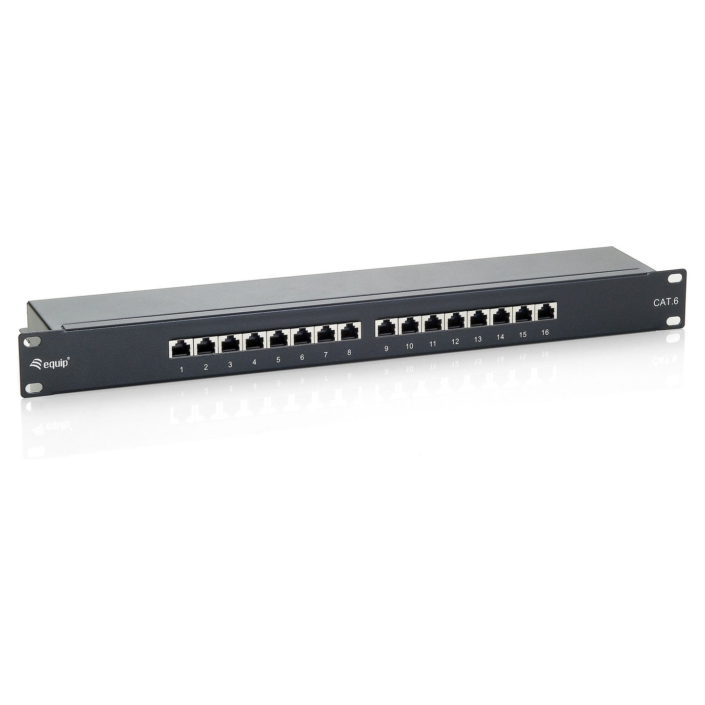 Equip Patchpanel 16x RJ45 Cat6 19" FTP 1HE ISO/IEC schwarz