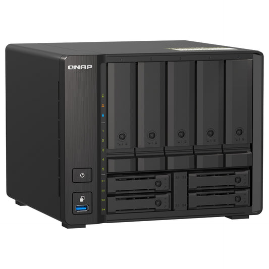 QNAP 9-bay NAS AMD Ryzen V1500B 8GB DDR4 SODIMM 5x6,35cm 2,5Zoll/8,89cm 3,5Zoll SATA 6Gbps + 2x26,35cm 2,5Zoll U.2 NVMe PCIe Gen3 x4