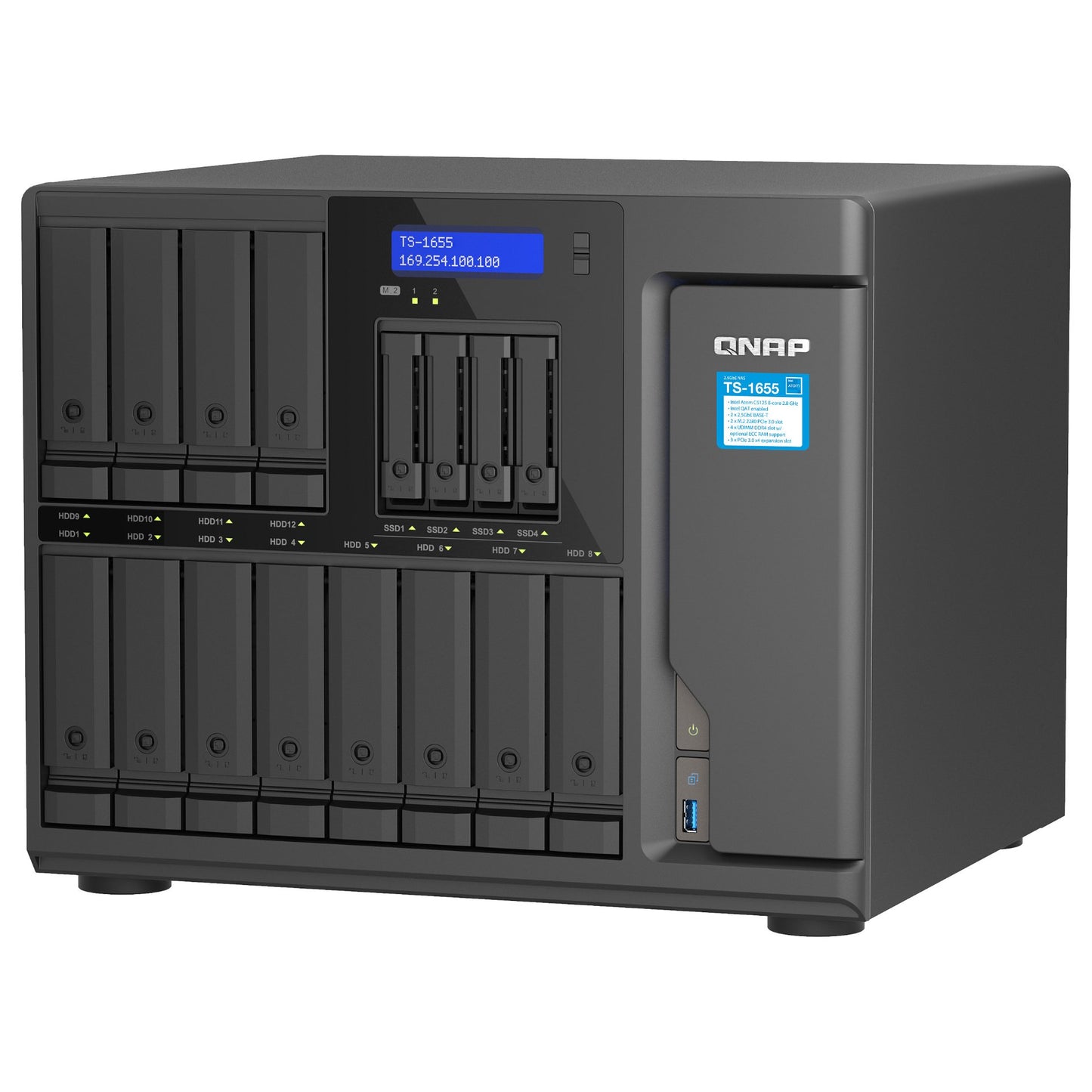 QNAP TS-1655-8G 16-Bay NAS Intel Atom C5125 8-core/8-thread 2.8GHz processor