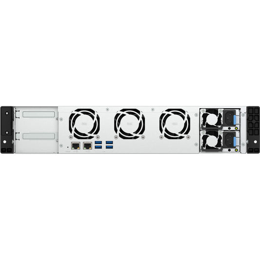 QNAP TS-855eU-RP-8G 8-bay short depth rackmount NAS Intel Atom C5125 8C 2.8GHz 8GB RAM 2x2.5GbE 2xM.2 2280 2xPCIe Gen3 1x250W R PSU