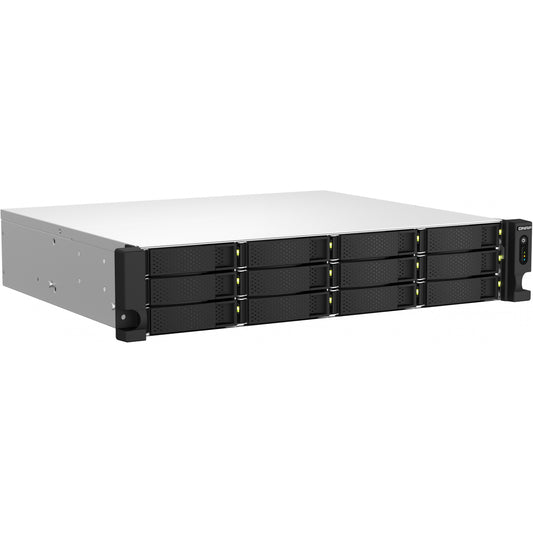QNAP TS-1264U-RP-8G 2U 12-Bay rackmount NAS Intel Celeron N5095 quad-core 8GB onboard not expandable 12x3.5/2.5 SATA 2x300W r PSU