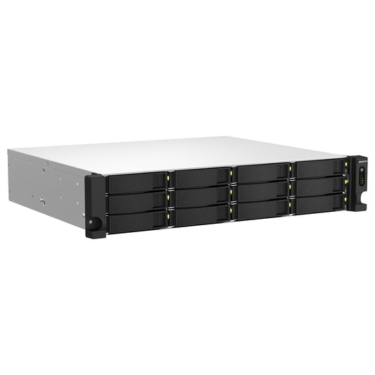 QNAP TS-1264U-RP-8G 2U 12-Bay rackmount NAS Intel Celeron N5095 quad-core 8GB onboard not expandable 12x3.5/2.5 SATA 2x300W r PSU