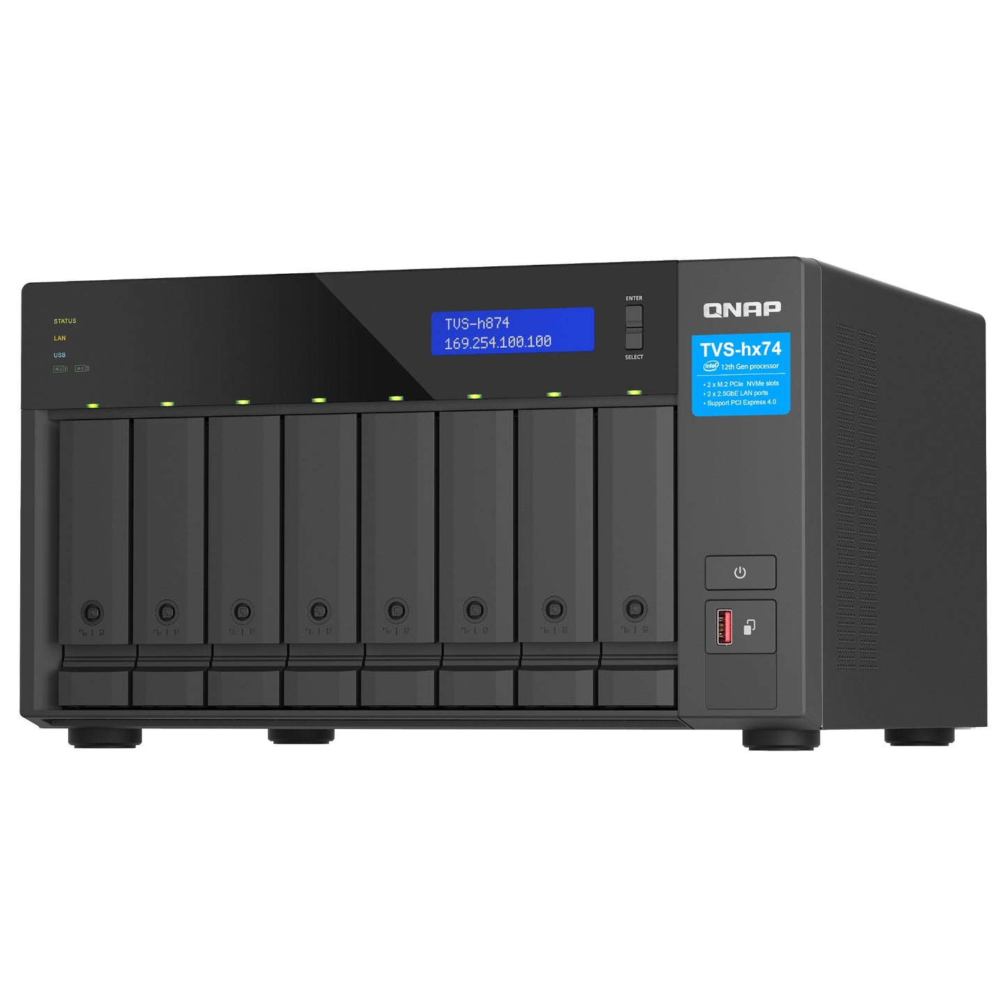 QNAP TVS-H874T-I9-64G 8-Bay NAS Intel Core i9-12900 16-core/24-thread Thunderbolt 4 ZFS Based