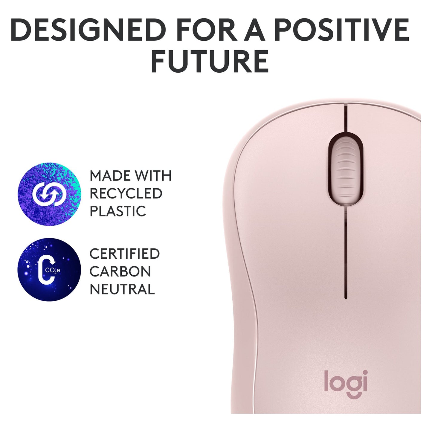 Logitech M240 Silent Mouse right and left-handed optical 3 buttons wireless Bluetooth rose