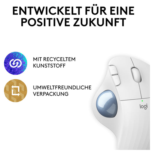 Logitech ERGO M575S Wireless Trackball - Off White + Blue Ball