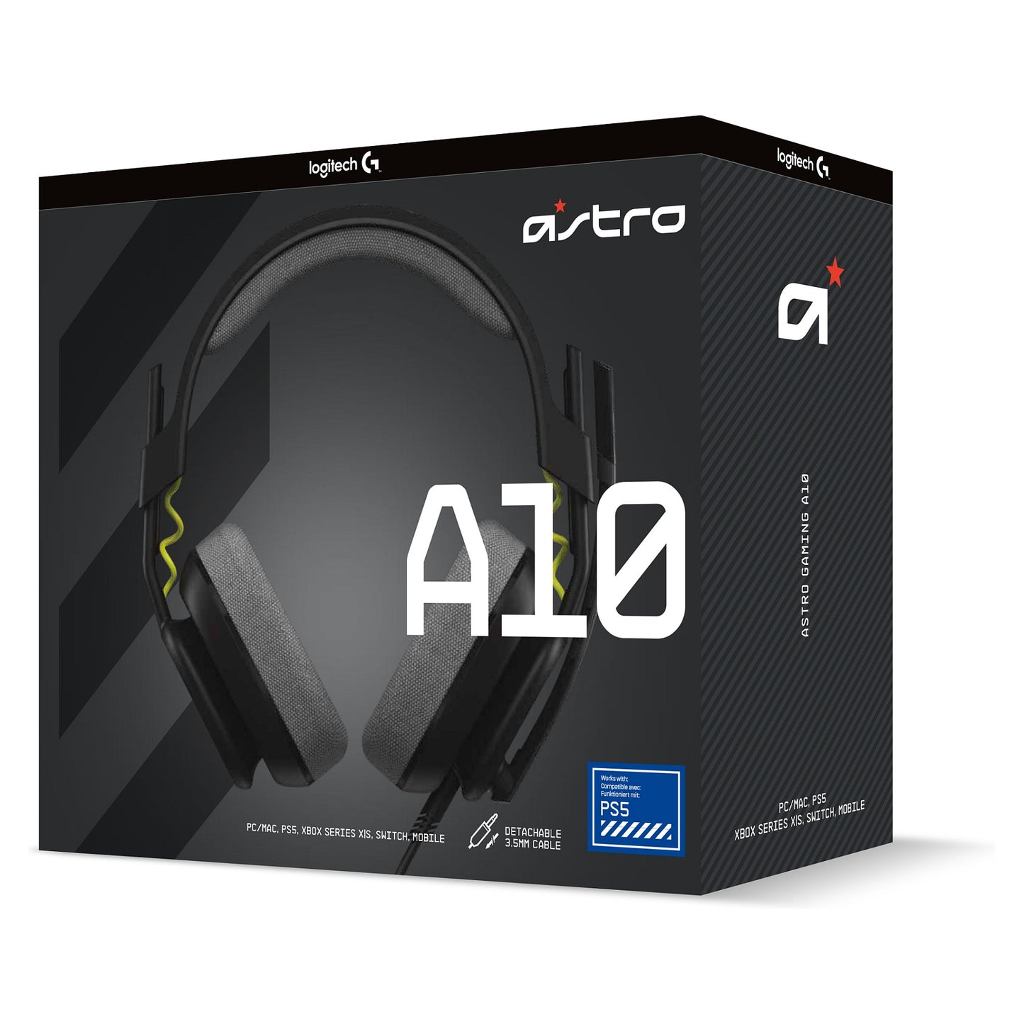 Logitech Astro Gaming A10 Gen 2 Headset full size wired 3.5 mm jack Black