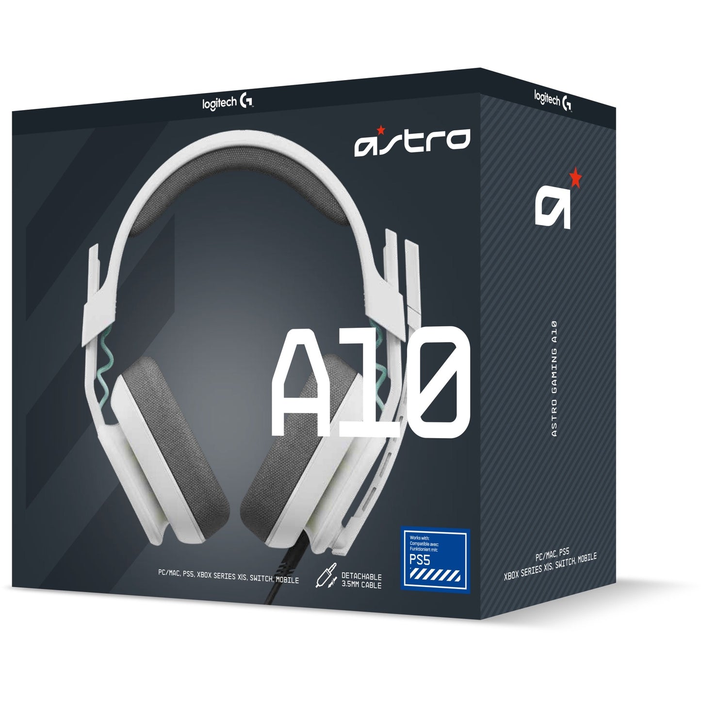 Logitech Astro Gaming A10 Gen 2 Headset full size wired 3.5 mm jack white/PS