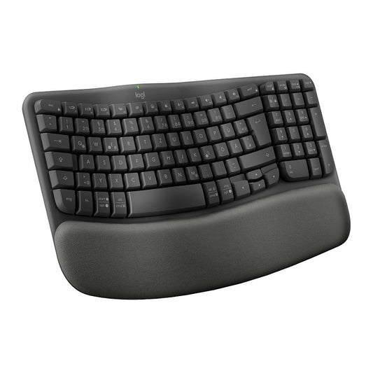 Logitech Wave Keys Wireless Ergonomic keyboard - Graphite - (DE) - 2.4GHZ/BT - N/A - CENTRAL-419 - UNIVERSAL