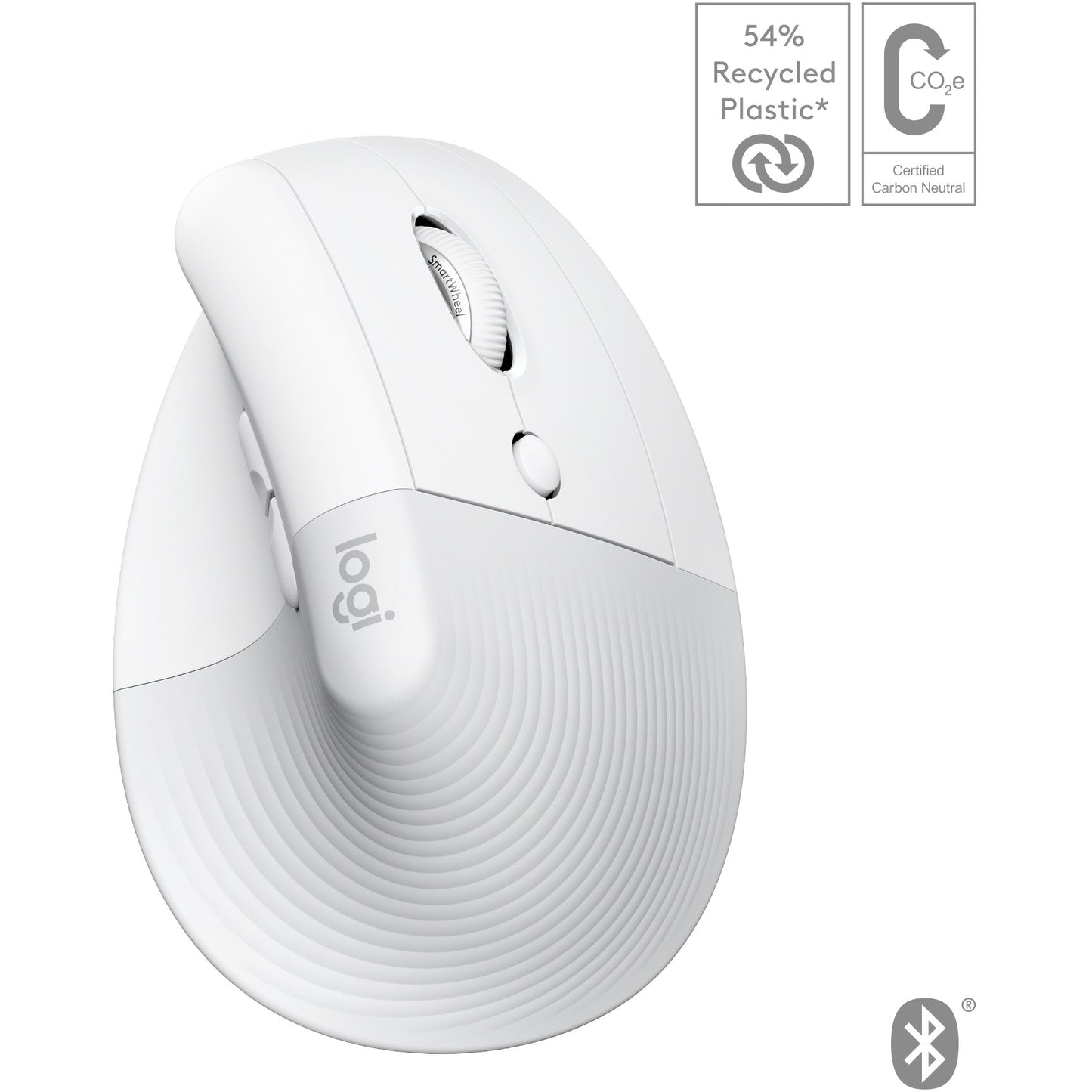 LOGITECH Lift for Mac Vertical mouse ergonomic optical 6 buttons wireless Bluetooth Bolt USB receiver off-white