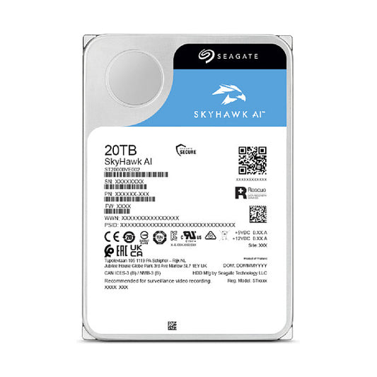 SEAGATE Surveillance Video Optimized AI Skyhawk 20TB HDD SATA 6Gb/s 512MB cache 3.5inch CMR Helium