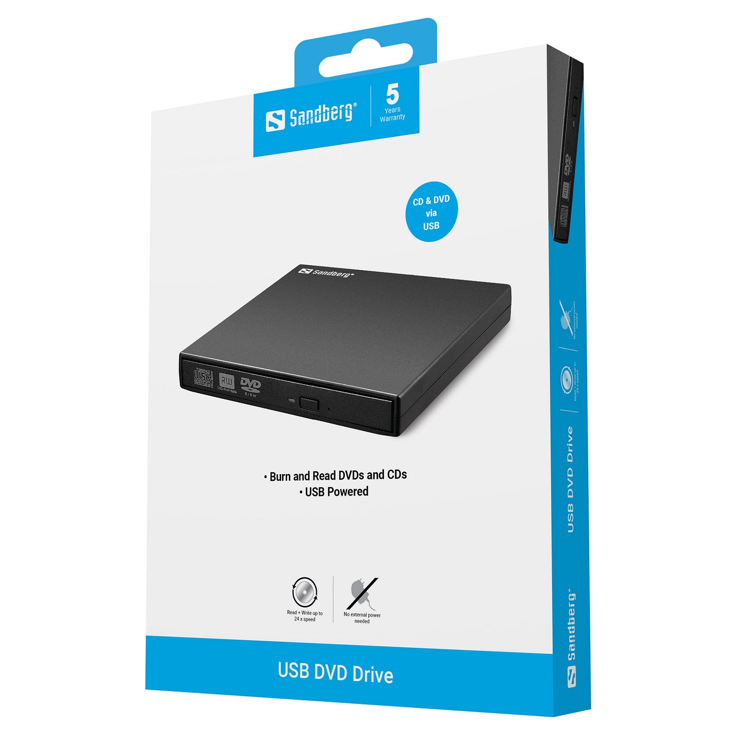 Sandberg 133-66 Externer Mini DVD-Brenner USB Schwarz