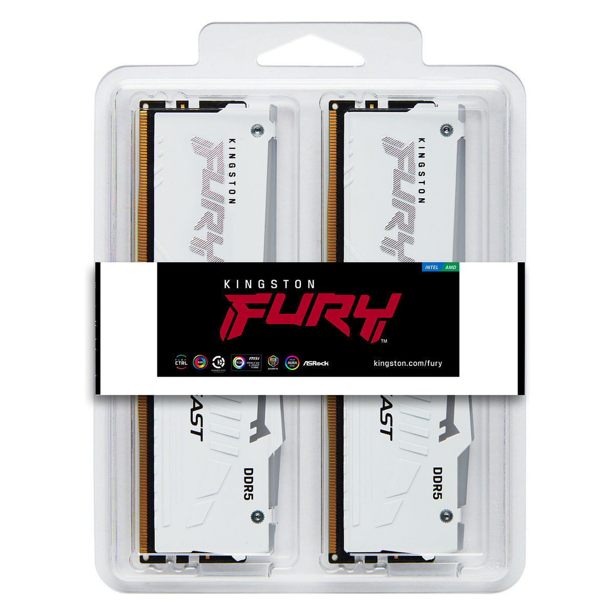 KINGSTON 64GB 6000MT/s DDR5 CL30 DIMM Kit of 2 FURY Beast White RGB EXPO