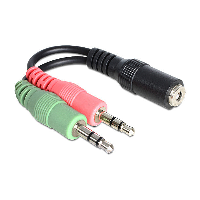 Headset Adapter 1 x 3,5 mm 4 Pin Klinkenbuchse > 2 x 3,5 mm 3 Pin Klinkenstecker (CTIA Pinbelegung)