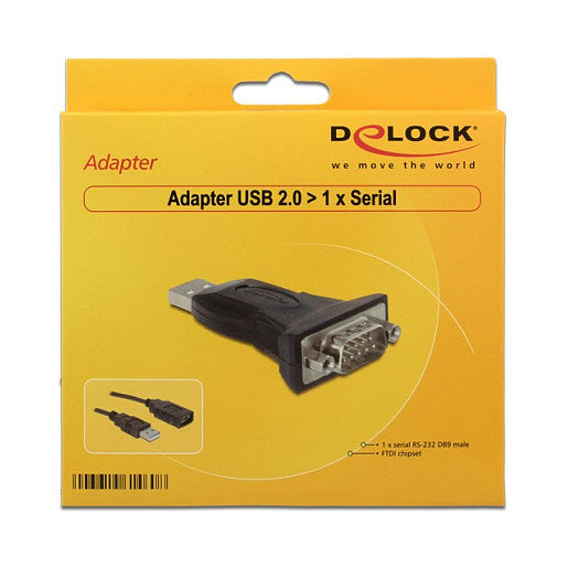 DeLock USB 2.0 > Seriell (ST-ST) 0,8m Adapterkabel Schwarz