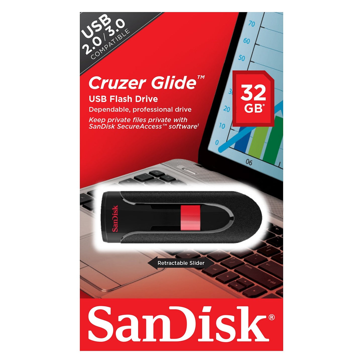 STICK 32GB USB 2.0 Sandisk Cruzer Glide black