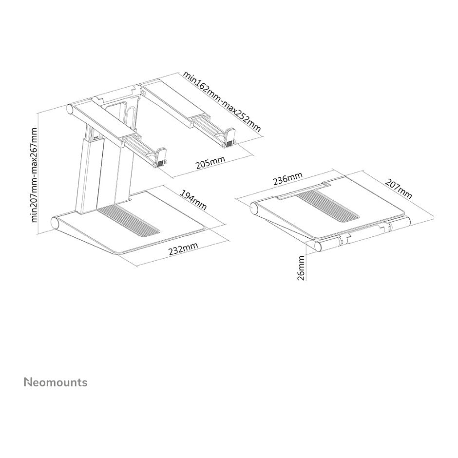 Neomounts NSLS200 Laptop-Ständer -Schwarz/Silber faltbar/ 5KG