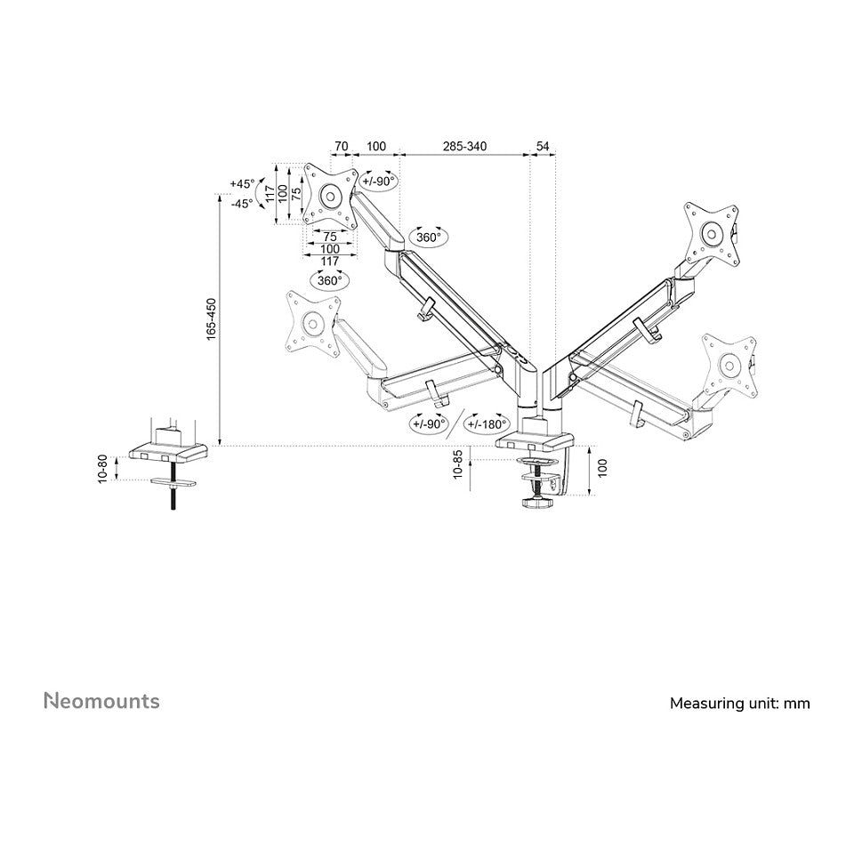 Neomounts DS70-810BL2 Tischhalterung für 17-32" Bildschirme - Schwarz