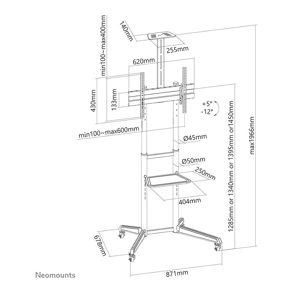 Neomounts FL50-550BL1 Bodenständer für 37-70" Bildschirme - Schwarz