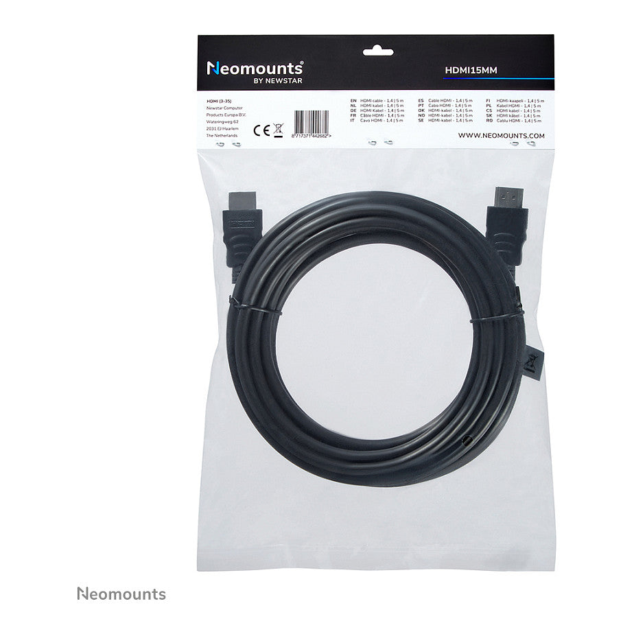HDMI 14 Kabel, High speed, HDMI 19 Pins M/ M, 5 Meter KG HDMI15MM Neomounts