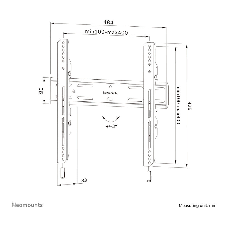 NEOMOUNTS WL30S-850BL14 Select Screen Wall Mount 81.28-165.1cm 32-65Zoll max 60kg fixed VESA 400x400 Black