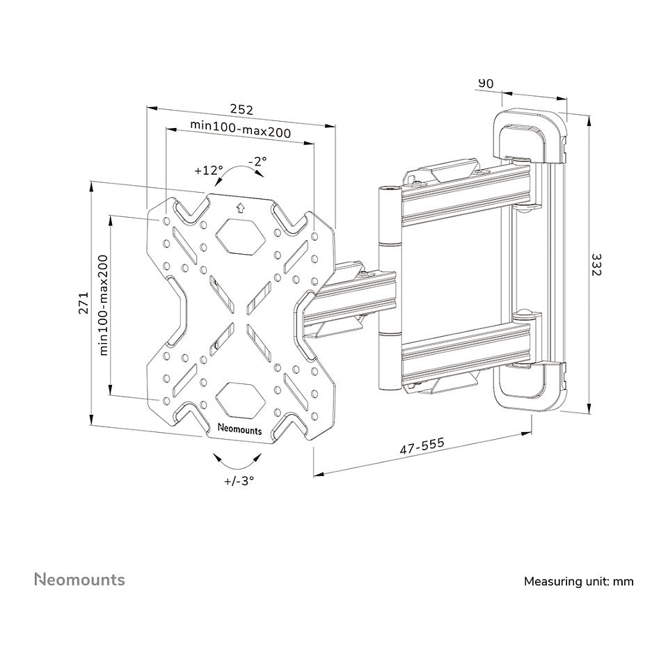Neomounts Wandhalterung. voll beweglich. für 32-55" Bildschirme 40KG WL40S-850BL12