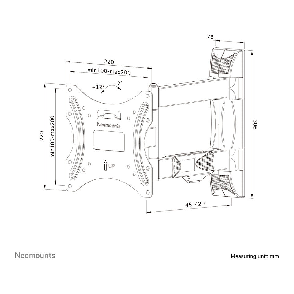 Neomounts WL40-550BL12 Wandhalterung für Bildschirme bis 32-55" / 3KG