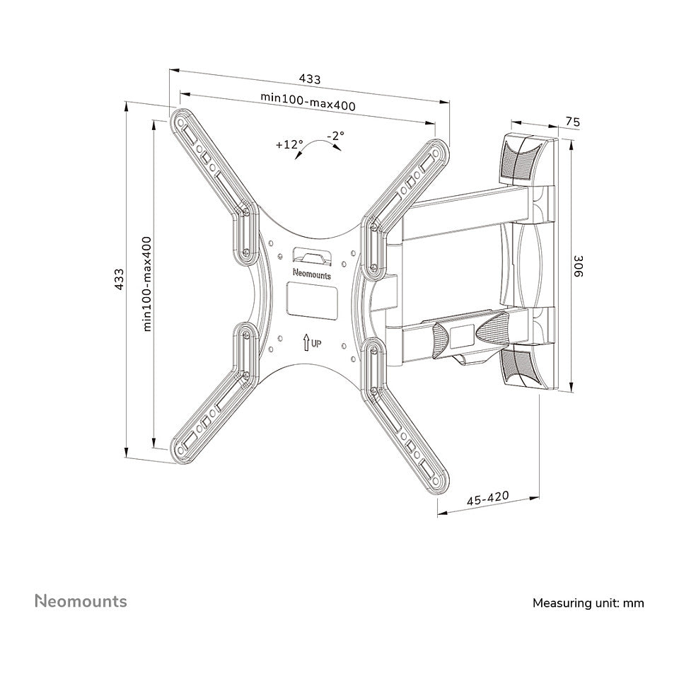 Neomounts WL40-550BL14 bewegliche Wandhalterung für 32-55" Bildschirme - Schwarz