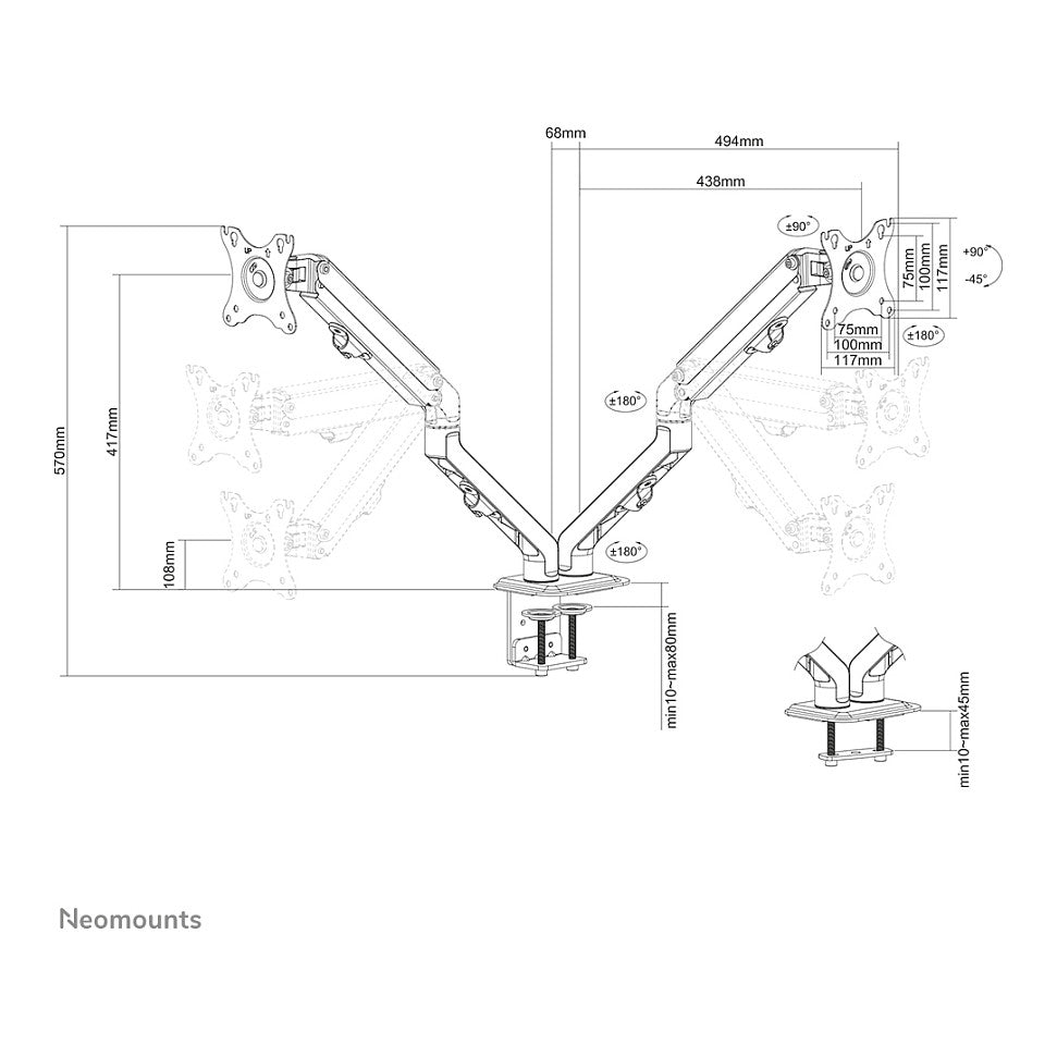 Neomounts FPMA-D650DBLACK Tischhalterung - für 27" - Schwarz