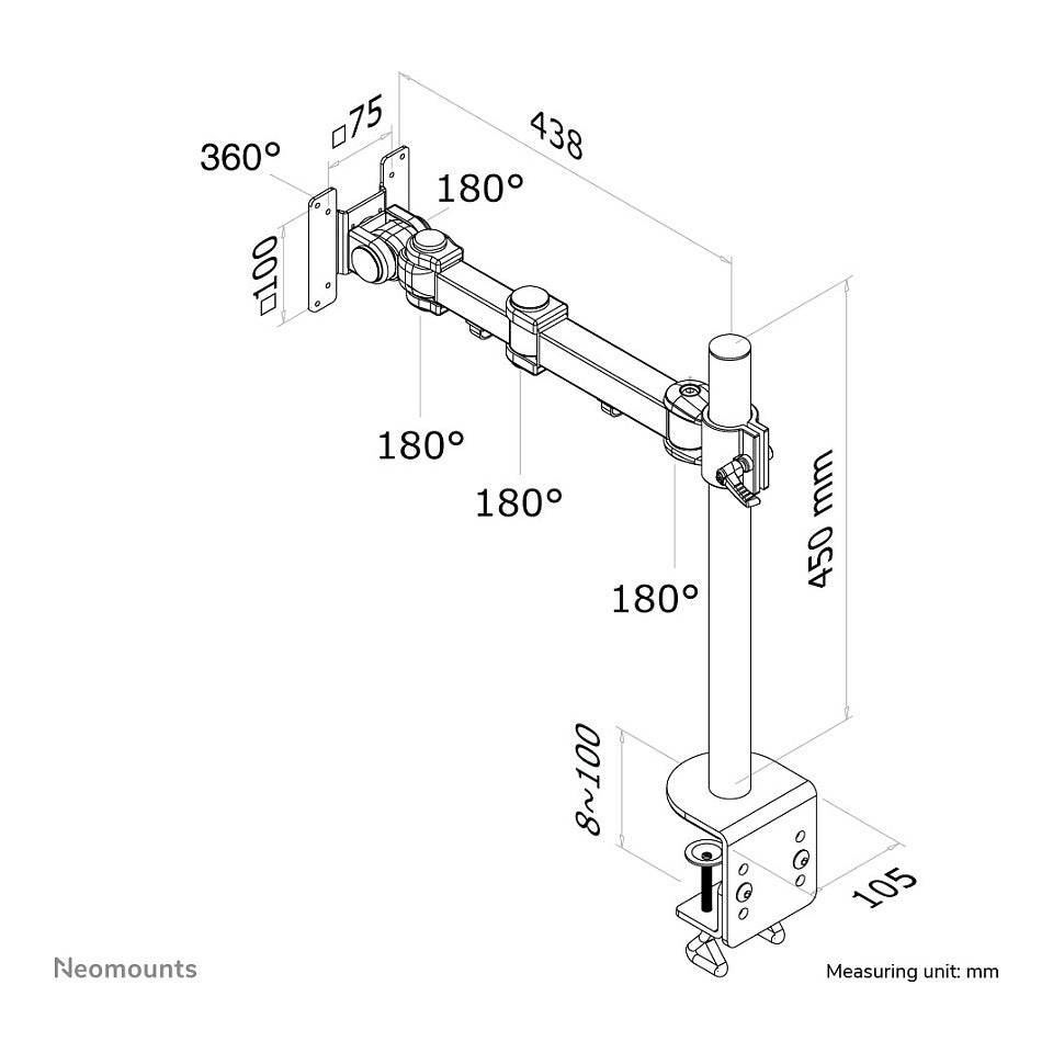 Tischhalterung für Flachbildschirme bis 30" (76 cm) 10KG FPMA-D960 Neomounts