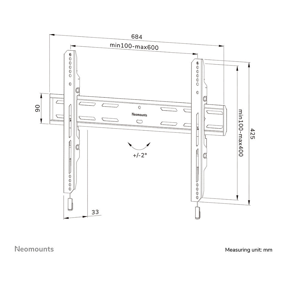Wandhalterung für 40-82" Bildschirme 70KG WL30S-850BL16 Neomounts
