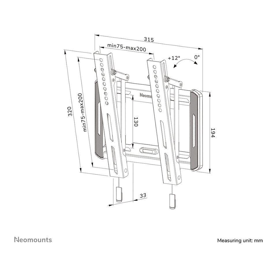 Wandhalterung. neigbar. für 24-55" Bildschirme 45KG WL35-550BL12 Neomounts