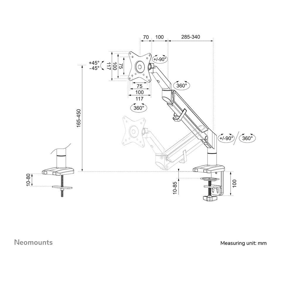 Neomounts Full-Motion-Tischhalterung für 17-32" Bildschirme 9KG DS70-810BL1