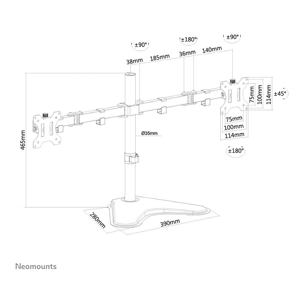 Neomounts FPMA-D550DDBLACK Tischhalterung für zwei Flachbildschirme bis 32" 8KG