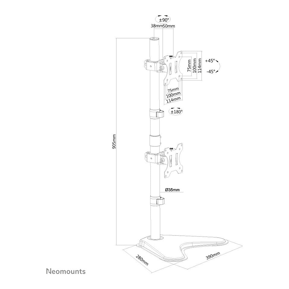 Neomounts FPMA-D550DDVBLACK Tischhalterung für zwei Flachbildschirme bis 32".