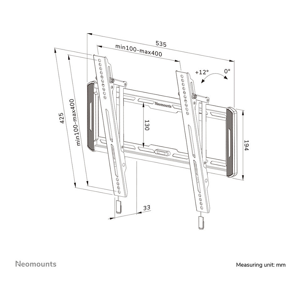Neomounts WL35-550BL14 neigbare Wandhalterung für 32-65" Bildschirme - Schwarz